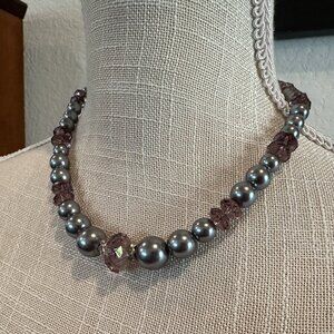 Silver tone Beaded Princess Necklace - 18"